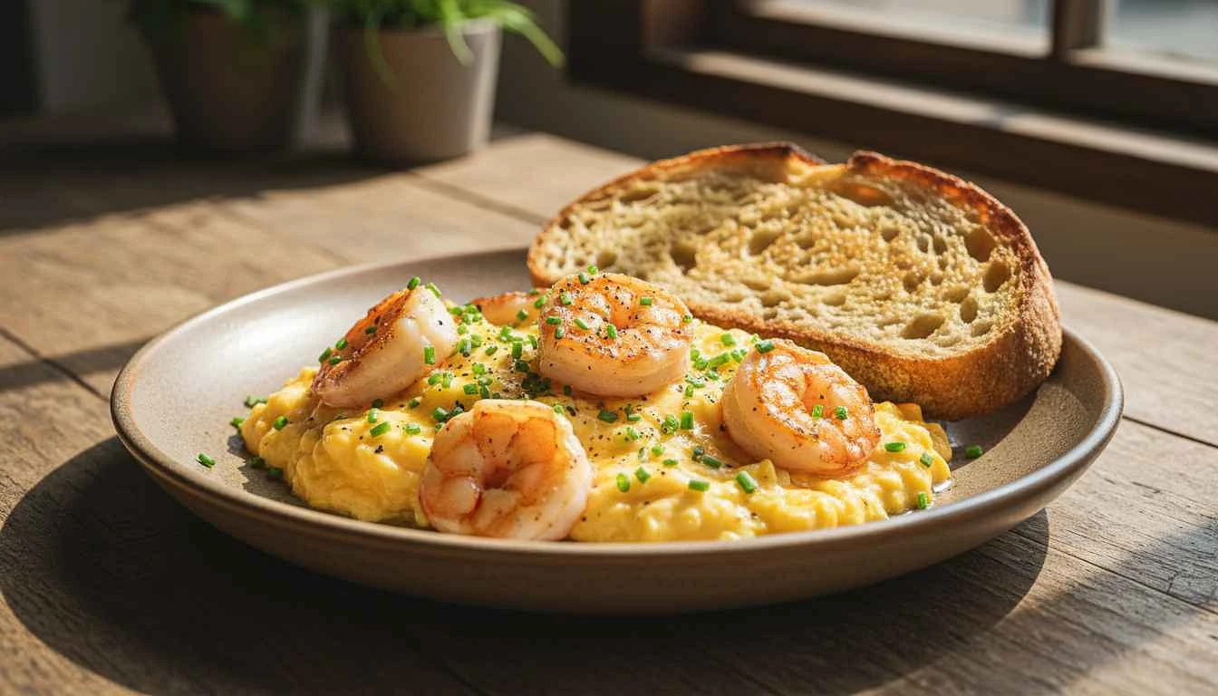 Скрембл с креветками: идеальный завтрак за 5 минут